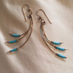 Blue and gold earrings